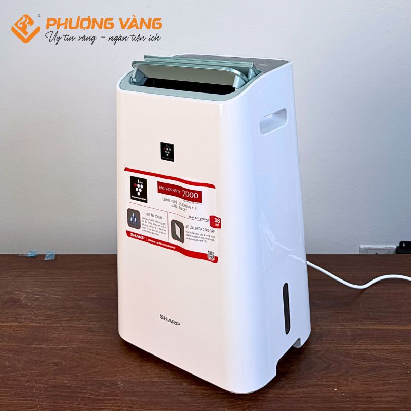 Máy hút ẩm lọc không khí Sharp DW-E16FA-W góc nghiêng trái