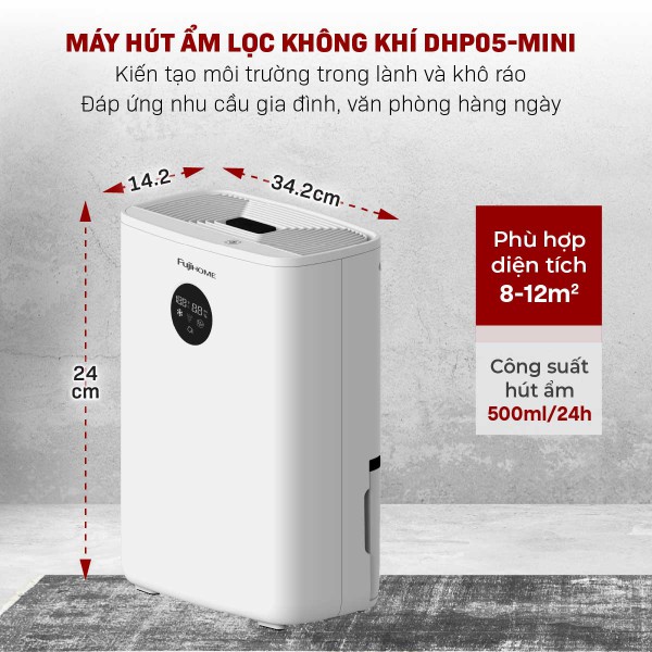 Máy hút ẩm mini Fujihome DHP05-MINI (500 mL/ngày)