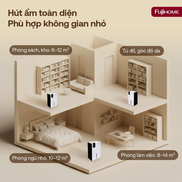Máy hút ẩm mini Fujihome DHP23-MINI (800 mL/ngày)