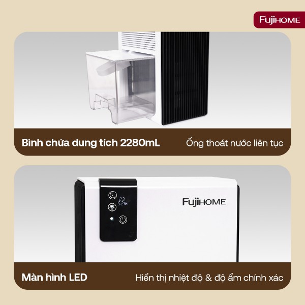 Máy hút ẩm mini Fujihome DHP23-MINI (800 mL/ngày)