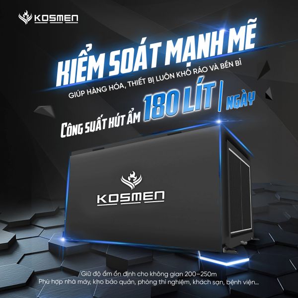 Máy hút ẩm âm trần Kosmen KM-180DS (180 lít/ngày)