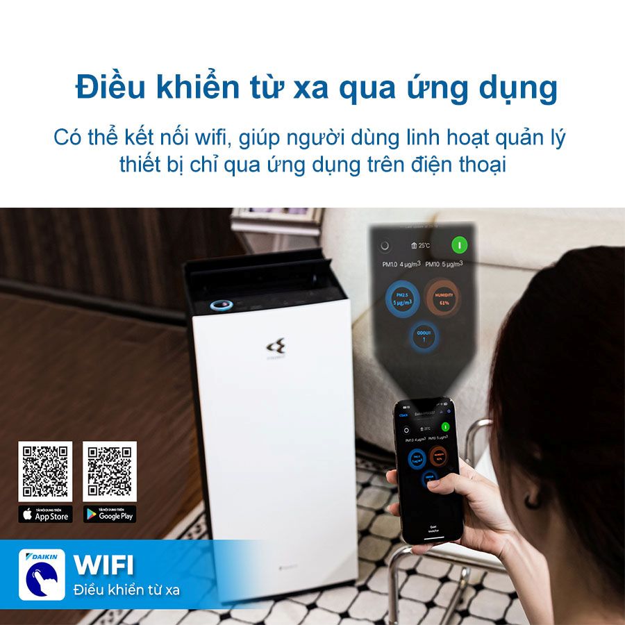 Máy lọc không khí Daikin MC80ZVM7 62m², kết nối wifi