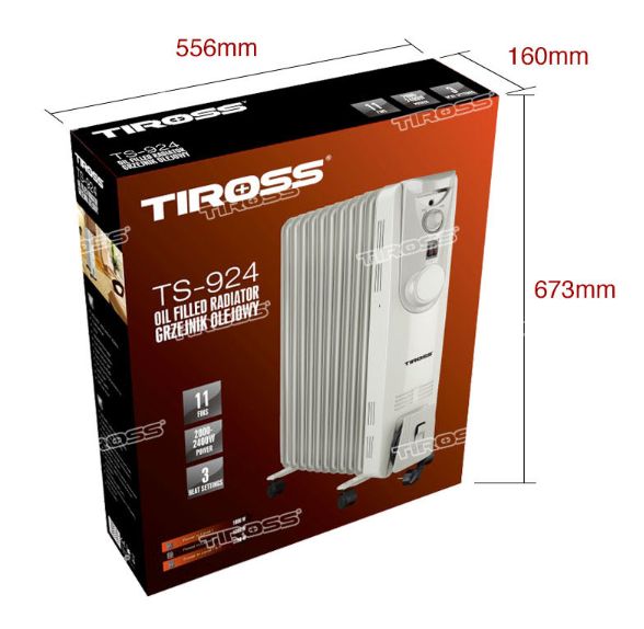 Máy sưởi dầu Tiross TS924, 11 thanh, 2400W