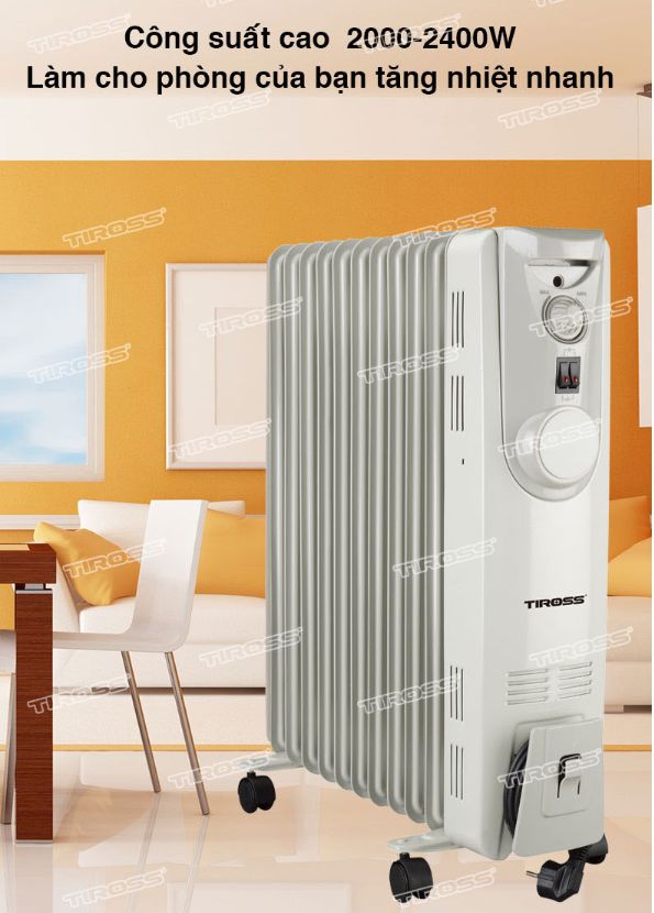 Máy sưởi dầu Tiross TS924, 11 thanh, 2400W