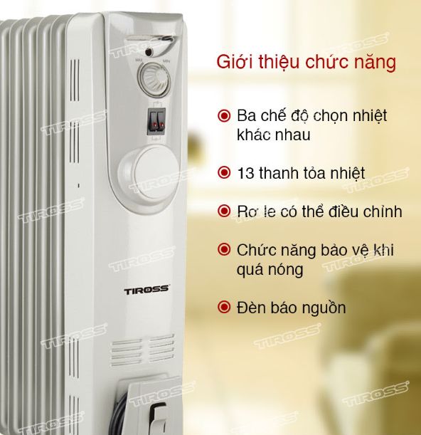 Máy sưởi dầu Tiross TS926-1, 13 thanh, 2700W