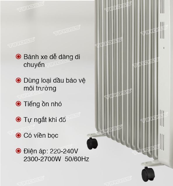 Máy sưởi dầu Tiross TS926-1, 13 thanh, 2700W
