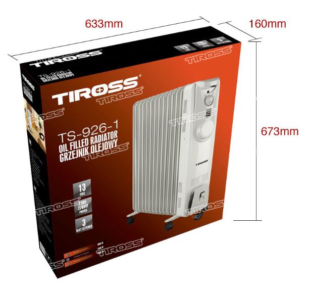 Máy sưởi dầu Tiross TS926-1, 13 thanh, 2700W