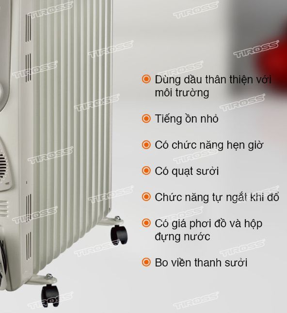 Máy sưởi dầu Tiross TS926, 13 thanh, 2900W