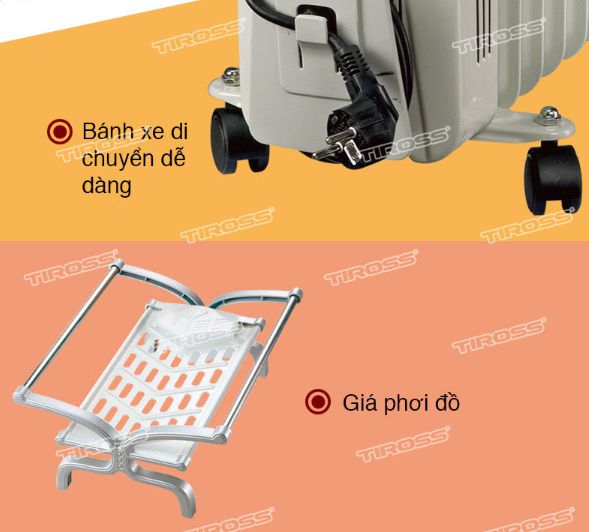 Máy sưởi dầu Tiross TS926, 13 thanh, 2900W