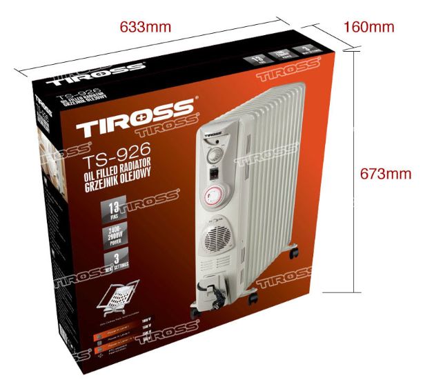 Máy sưởi dầu Tiross TS926, 13 thanh, 2900W