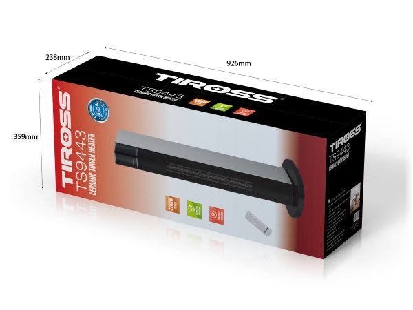 Máy sưởi gốm Tiross TS9443 có điều khiển từ xa