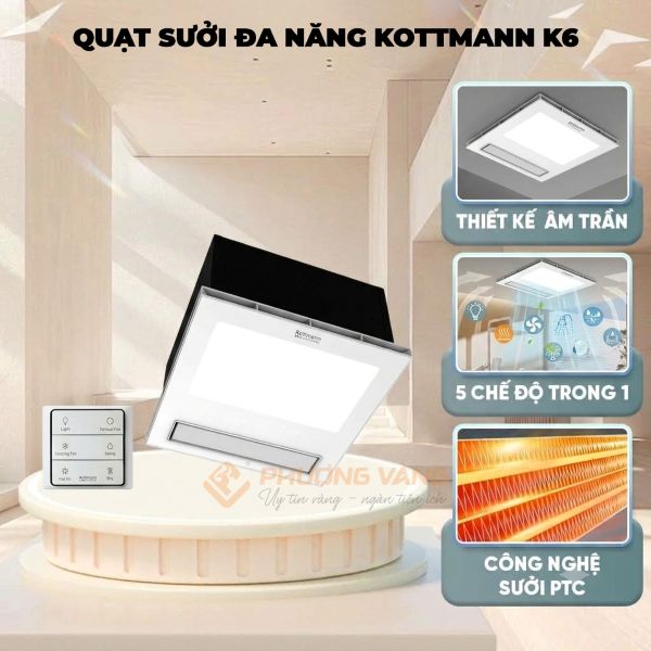 Quạt âm trần đa năng Kottmann K6 lắp nhà tắm