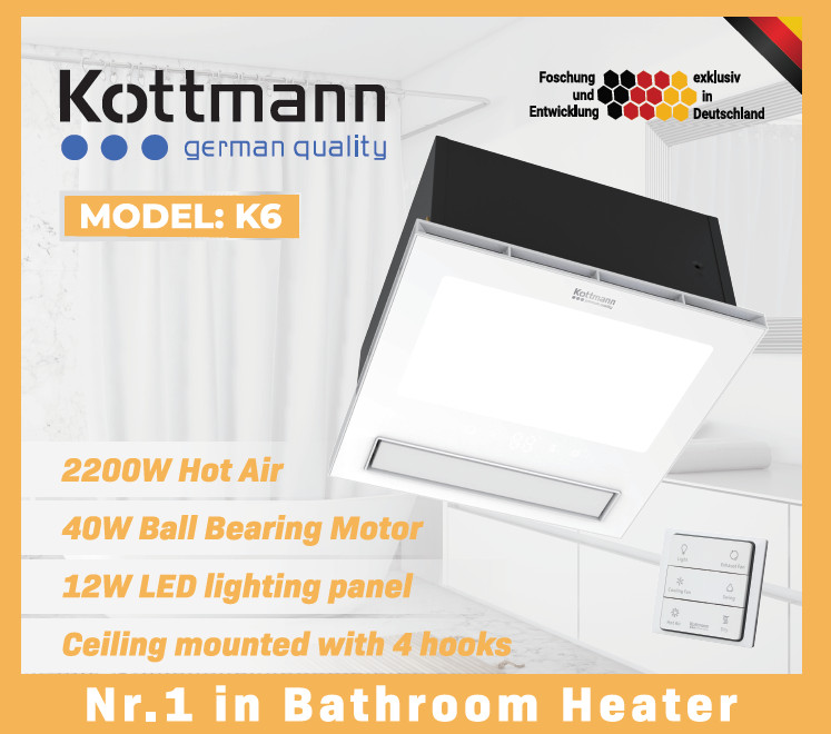 Quạt âm trần đa năng Kottmann K6 lắp nhà tắm
