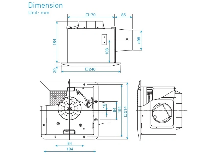 Quạt Hút âm trần Panasonic FV-17CU9