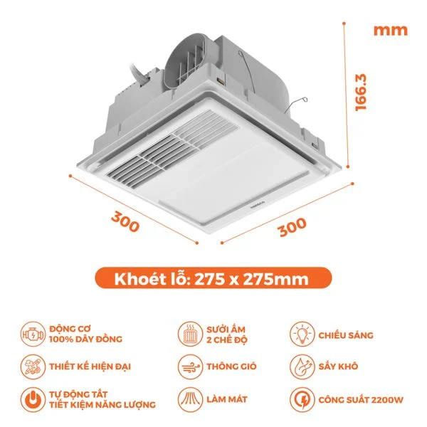 Quạt hút sưởi Nanoco NBD0330 5 trong 1 (2200W)