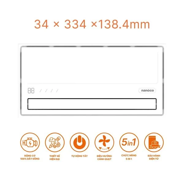 Quạt hút sưởi Nanoco NBD2561 5 trong 1 (2600w)