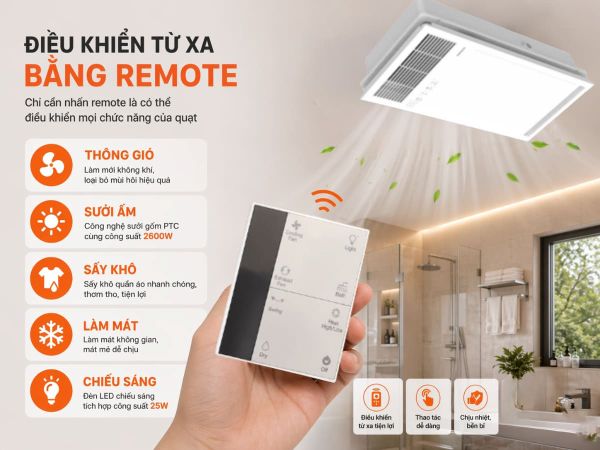 Quạt hút sưởi Nanoco NBD2562 5 trong 1 (2400W)