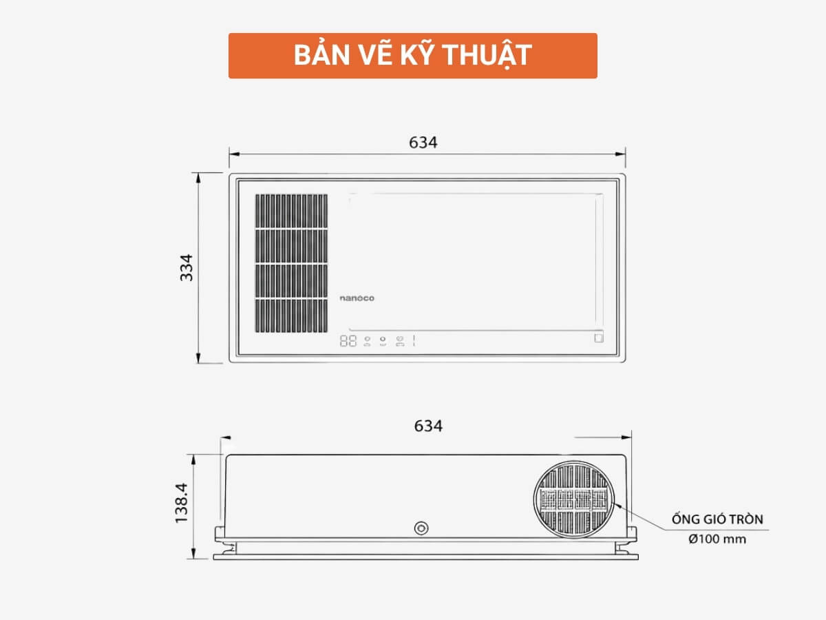 Quạt hút sưởi Nanoco NBD2562 5 trong 1 (2400W)