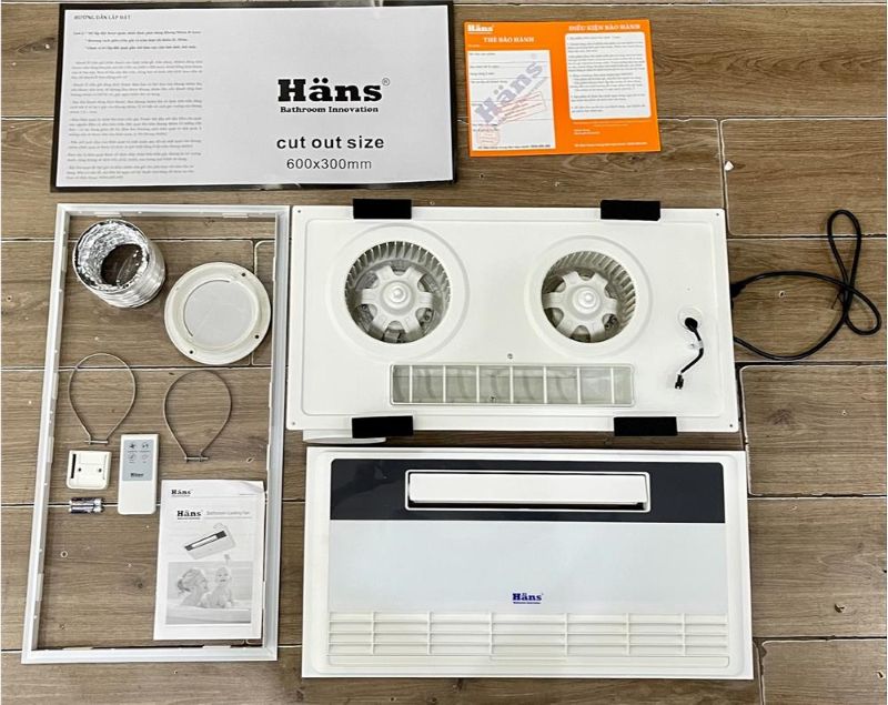 Quạt mát âm trần tích hợp thông gió Hans H20R