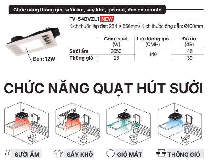 Quạt sưởi có thông gió Panasonic FV-54BVZL1