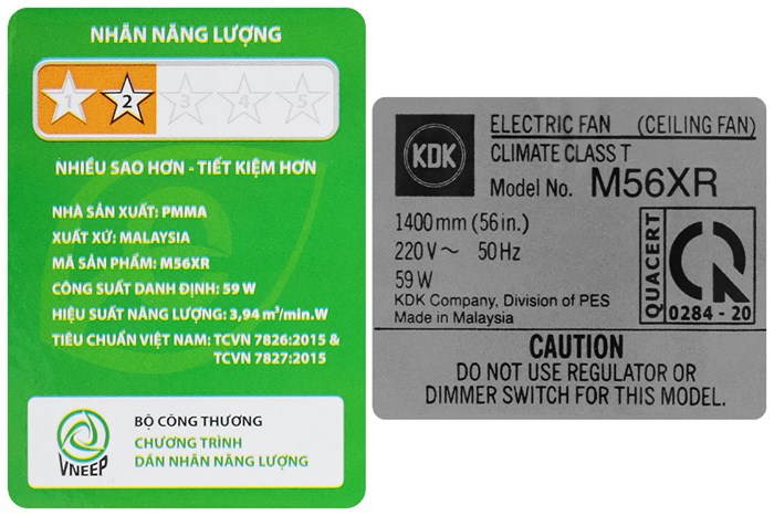 Quạt trần KDK M56XR(SIL) 59W