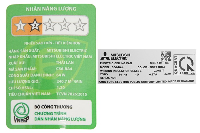 Quạt trần Mitsubishi C56-RA4 SF-GY 64W