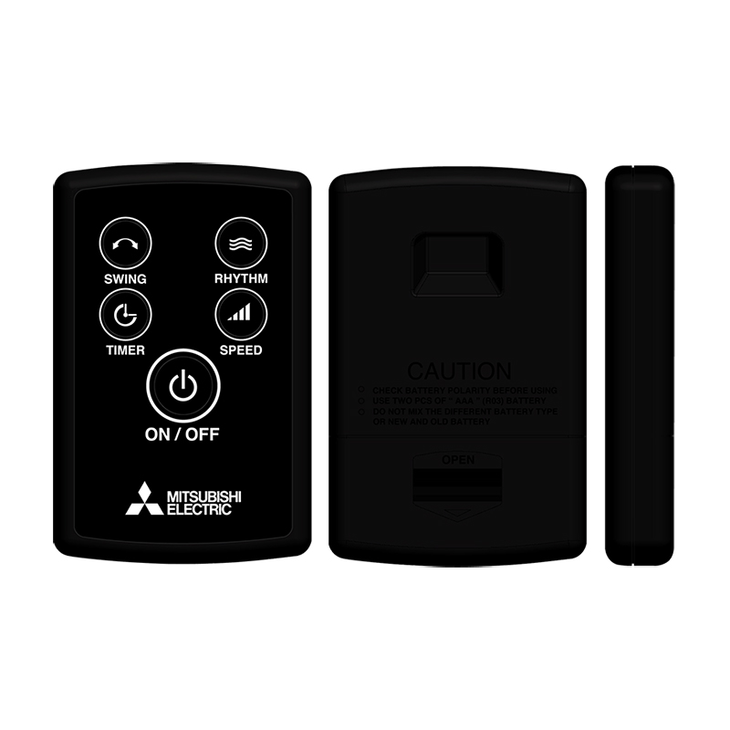 Quạt treo tường Mitsubishi W16-RA-CY-GY xám đậm, có điều khiển