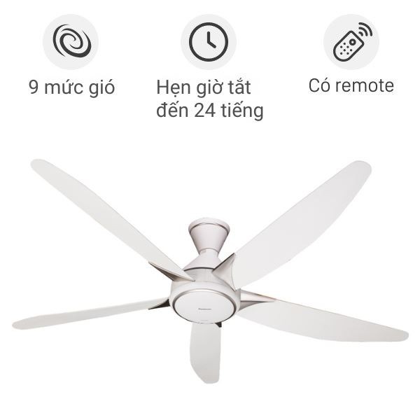 Quạt trần Panasonic F-60GDS-WS màu trắng ti ngắn